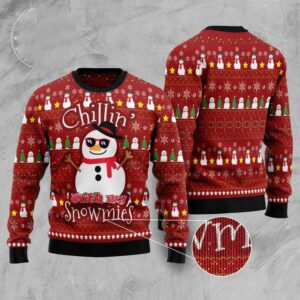 Chillin With My Snowmies Funny Ugly Christmas…