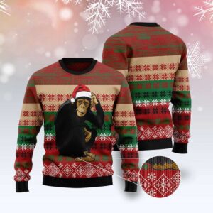 Chimpanzee Christmas Ugly Christmas Sweater, Christmas Sweater,…