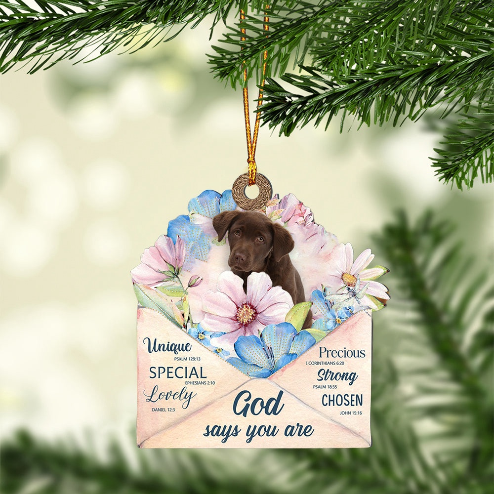 Chocolate-Labrador God Says You Ornament, Christmas Ornament, Dog Ornament, Xmas Dog Ornaments