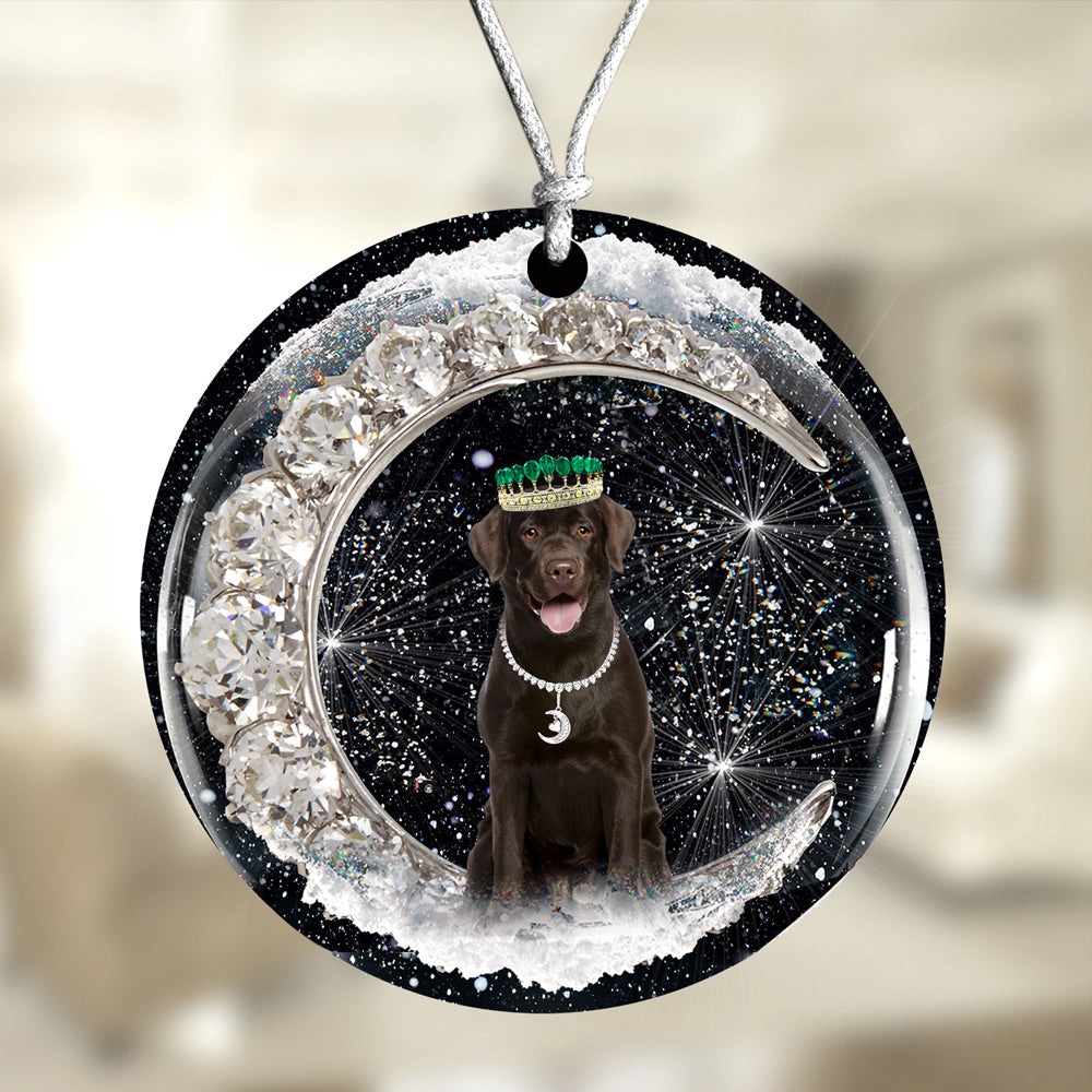 Chocolate-Labrador With Crown Diamond Ornament, Christmas Ornament, Dog Ornament, Xmas Dog Ornaments Chocolate-Labrador With Crown Diamond Ornament, Christmas Ornament, Dog Ornament, Xmas Dog Ornaments