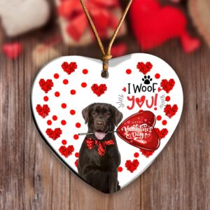 Chocolate Labrador Happy Valentine’s Day Ornament, Christmas…