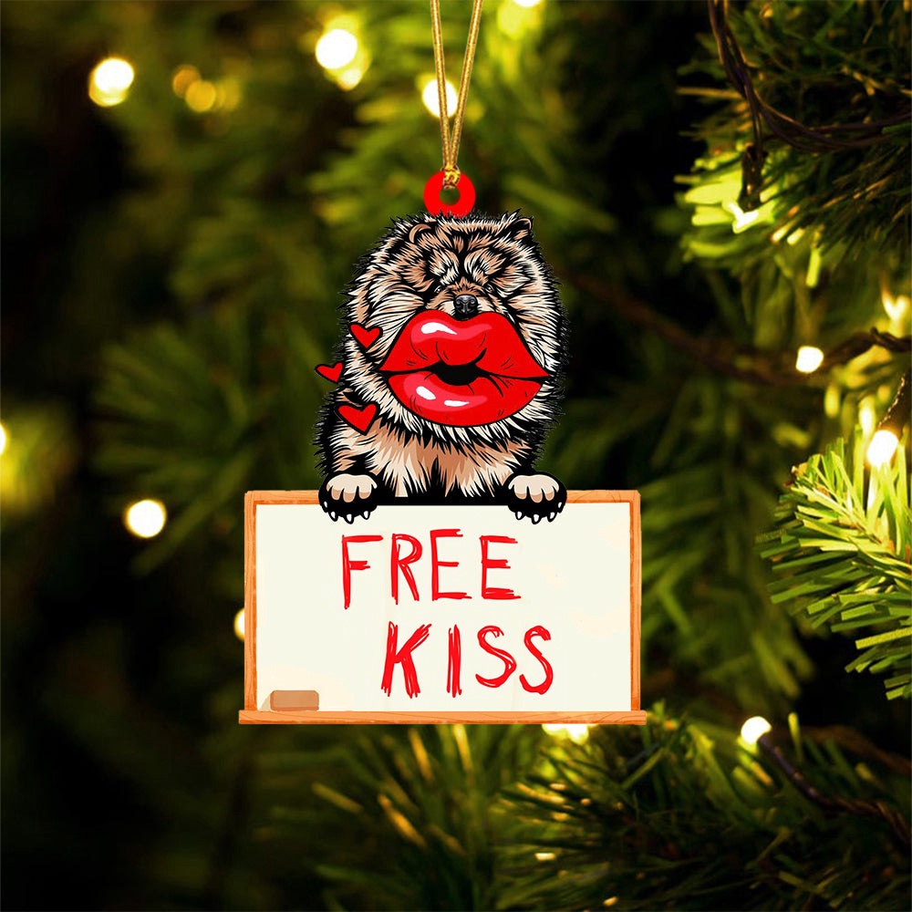 Chou-Chou Free Kiss Christmas Ornament, Christmas Ornament, Dog Ornament, Xmas Dog Ornaments