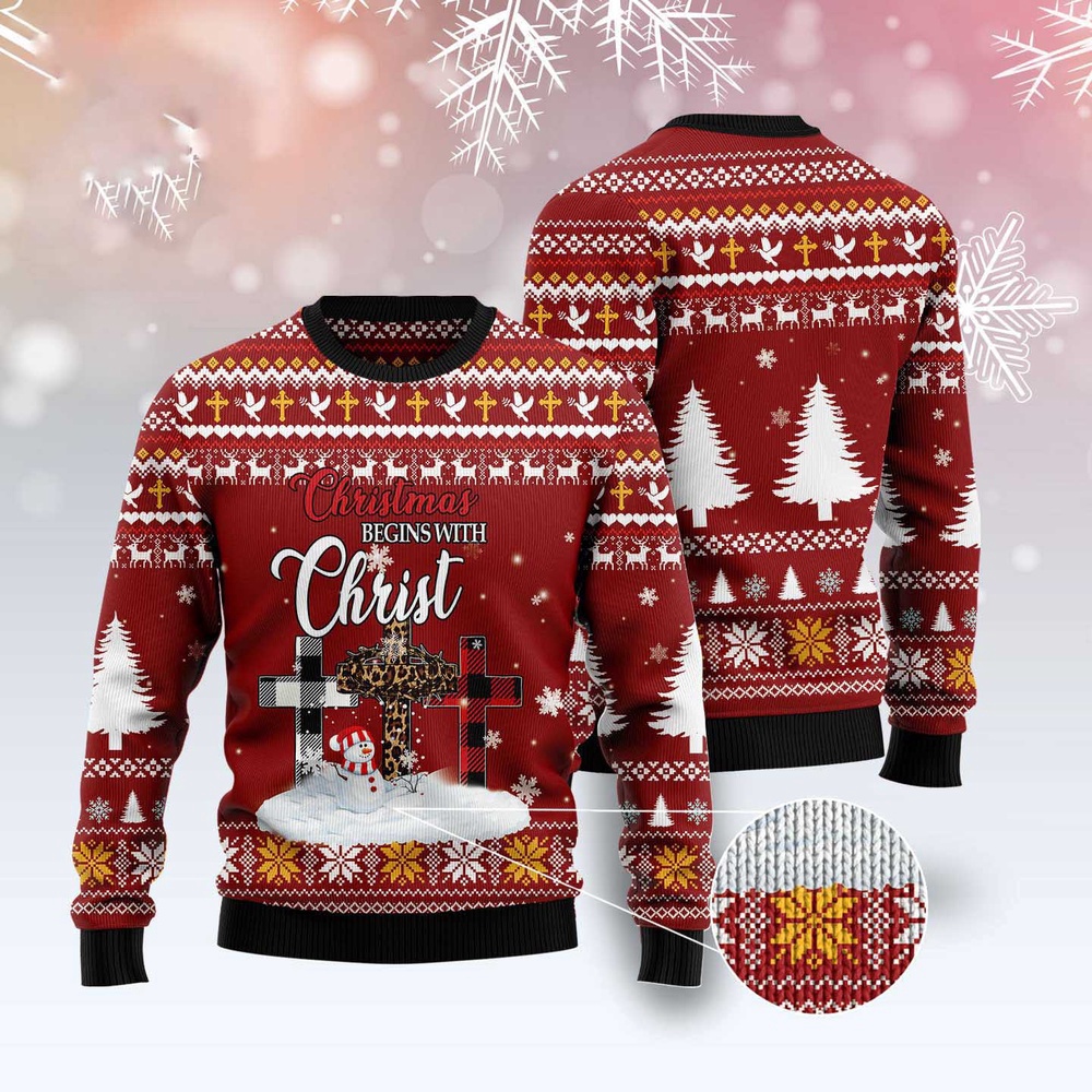 Christmas Begins With Christ Ugly Christmas Sweater, Christmas Sweater, Ugly Sweater, Funny Xmas Sweaters Christmas Begins With Christ Ugly Christmas Sweater, Christmas Sweater, Ugly Sweater, Funny Xmas Sweaters