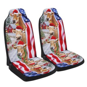 Christmas Cattle Cow American flag Seat Cover…