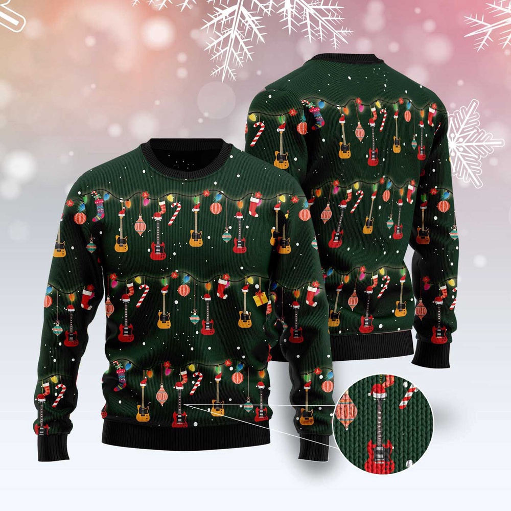 Christmas Instrument Electric Guitar Ugly Christmas Sweater, Christmas Sweater, Ugly Sweater, Funny Xmas Sweaters