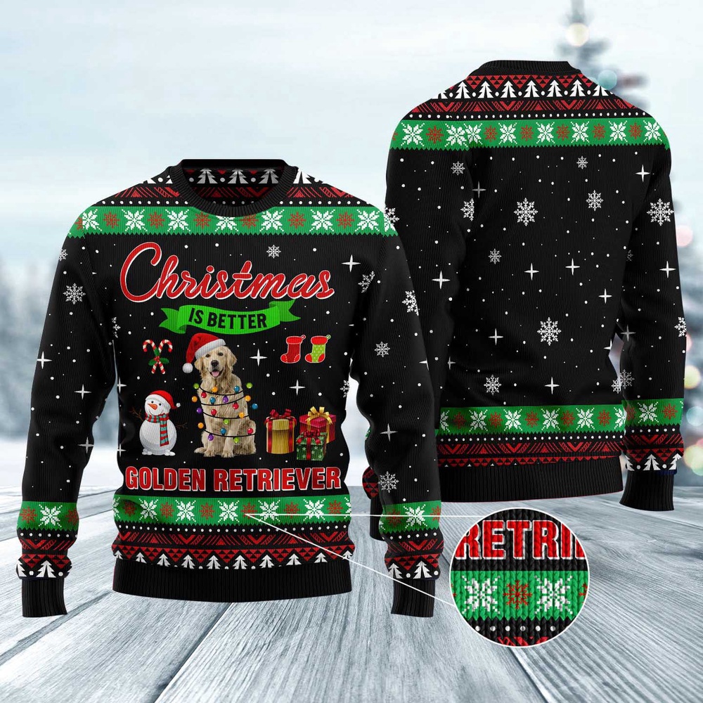 Christmas Is Better With Golden Retriever Ugly Christmas Sweater, Christmas Sweater, Ugly Sweater, Funny Xmas Sweaters