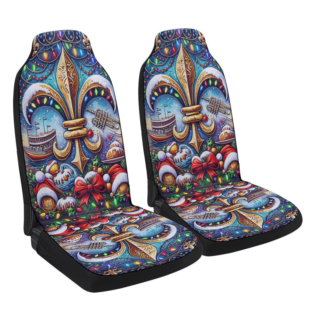 Christmas Louisiana Fleur De Lis Seat Cover Cars, Christmas Car Seat Cover, Car Seat Cover