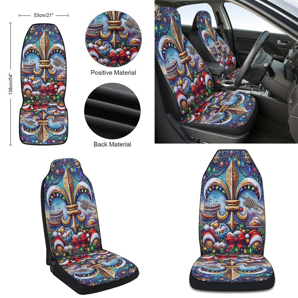 Christmas Louisiana Fleur De Lis Seat Cover Cars, Christmas Car Seat Cover, Car Seat Cover