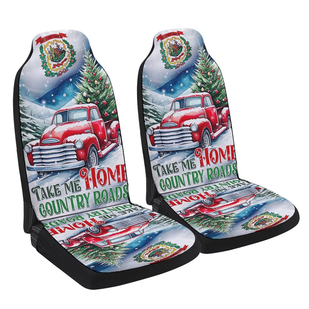Christmas Take Me Home Country Roads West Virginia Seat Cover Cars, Christmas Car Seat Cover, Car Seat Cover