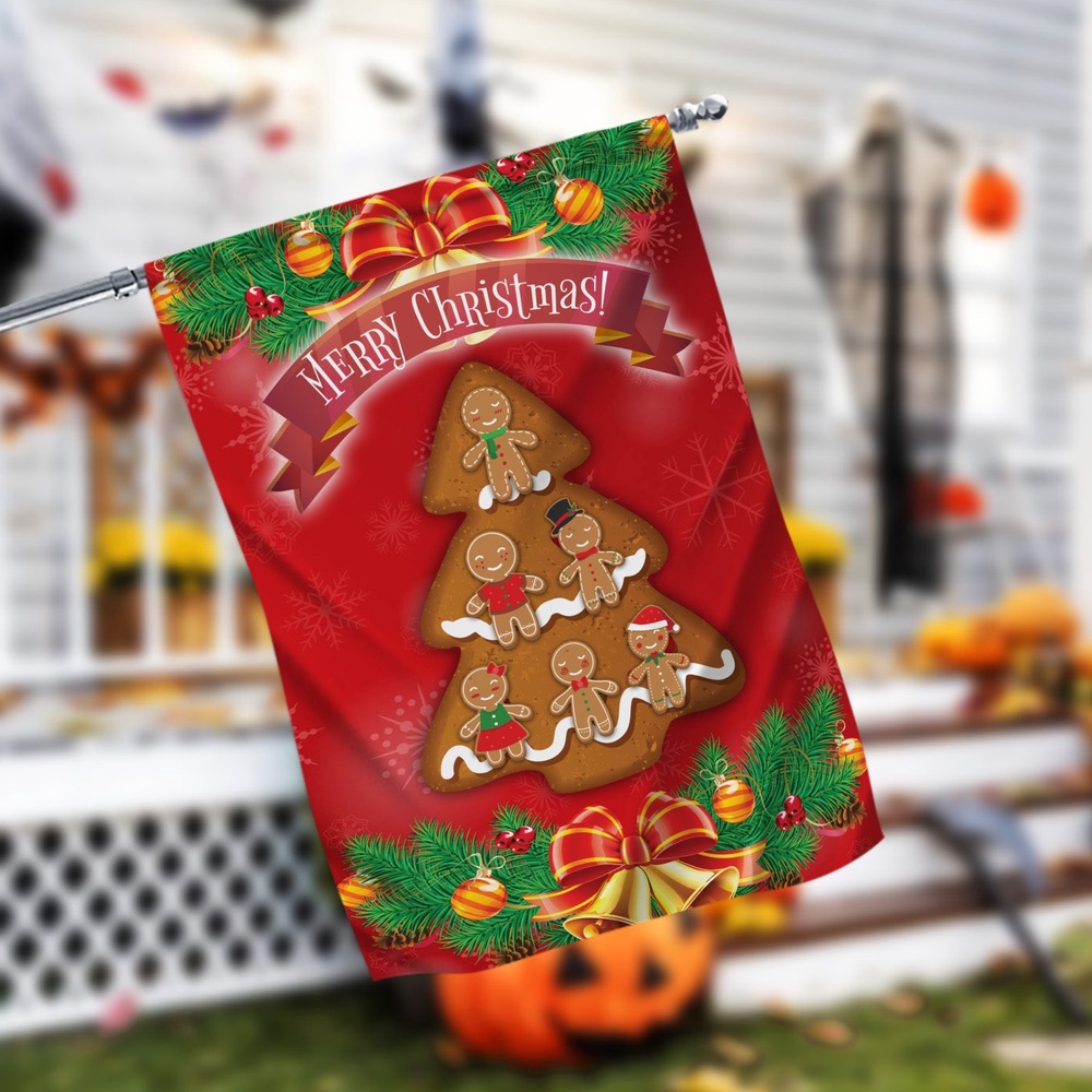 Christmas Tree Gingerbread Man Garden FlagXmas, Garden Flags, Outdoor Xmas Flags, Christmas Flag Outdoor