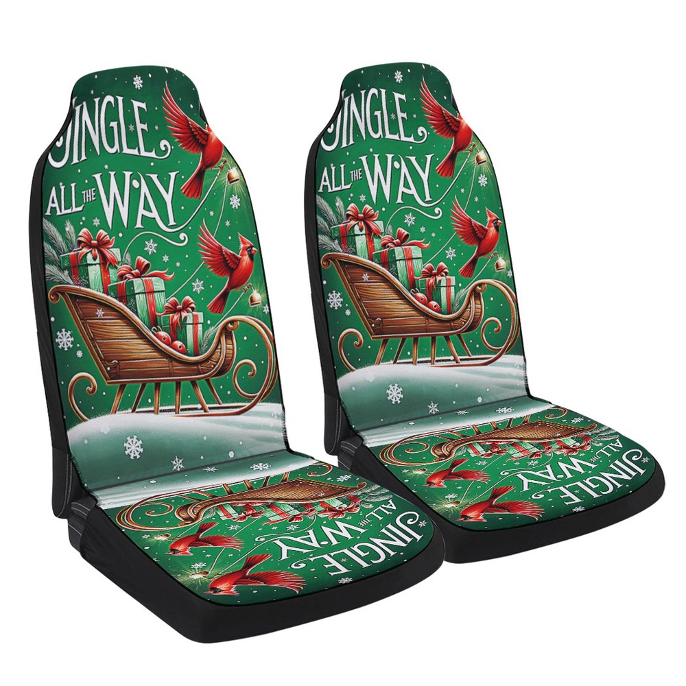 Christmas Wooden Sleigh Cardinal Jingle All The Way Seat Cover Cars, Christmas Car Seat Cover, Car Seat Cover Christmas Wooden Sleigh Cardinal Jingle All The Way Seat Cover Cars, Christmas Car Seat Cover, Car Seat Cover