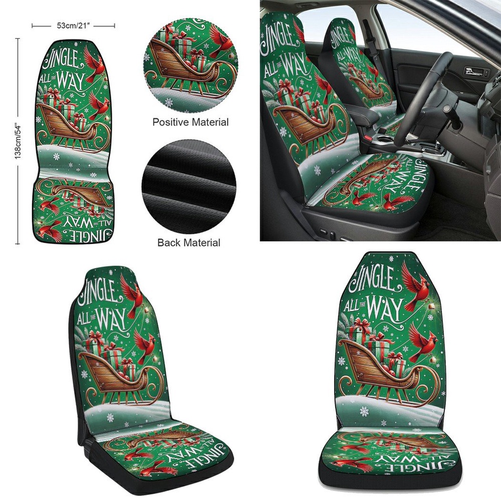 Christmas Wooden Sleigh Cardinal Jingle All The Way Seat Cover Cars, Christmas Car Seat Cover, Car Seat Cover Christmas Wooden Sleigh Cardinal Jingle All The Way Seat Cover Cars, Christmas Car Seat Cover, Car Seat Cover
