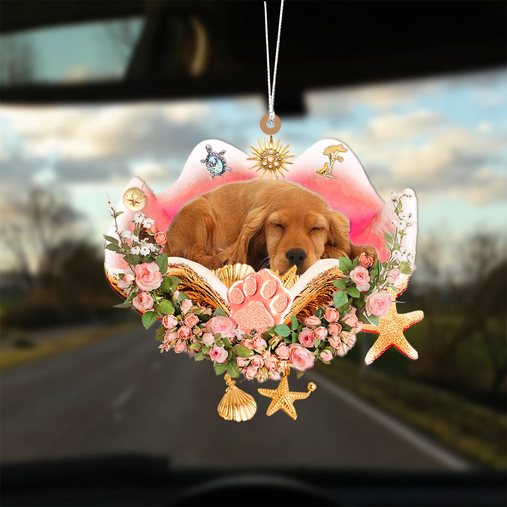 Cocker Spaniel Sleeping In The Seashell Ornament, Christmas Ornament, Dog Ornament, Xmas Dog Ornaments