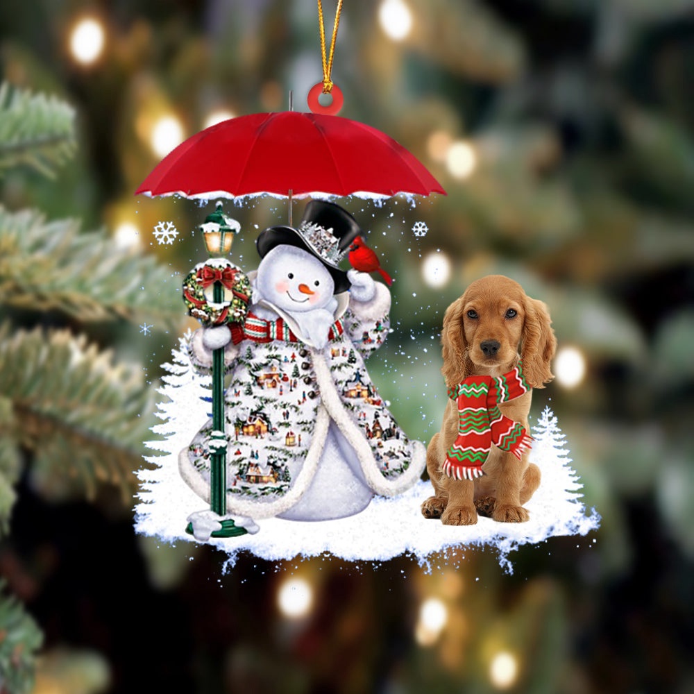 Cocker Spaniel With Snowman Christmas Ornament, Christmas Ornament, Dog Ornament, Xmas Dog Ornaments Cocker Spaniel With Snowman Christmas Ornament, Christmas Ornament, Dog Ornament, Xmas Dog Ornaments