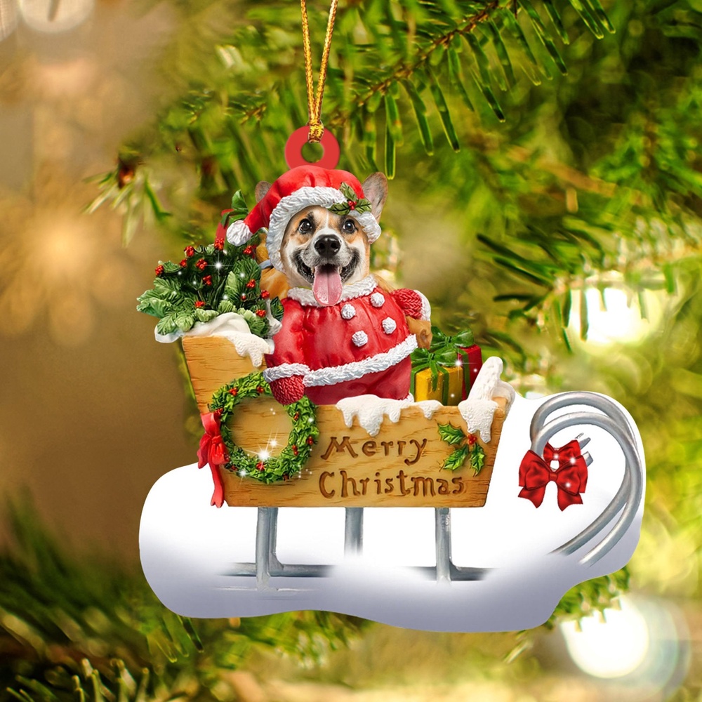 Corgi Merry Christmas Ornament, Christmas Ornament, Dog Ornament, Xmas Dog Ornaments
