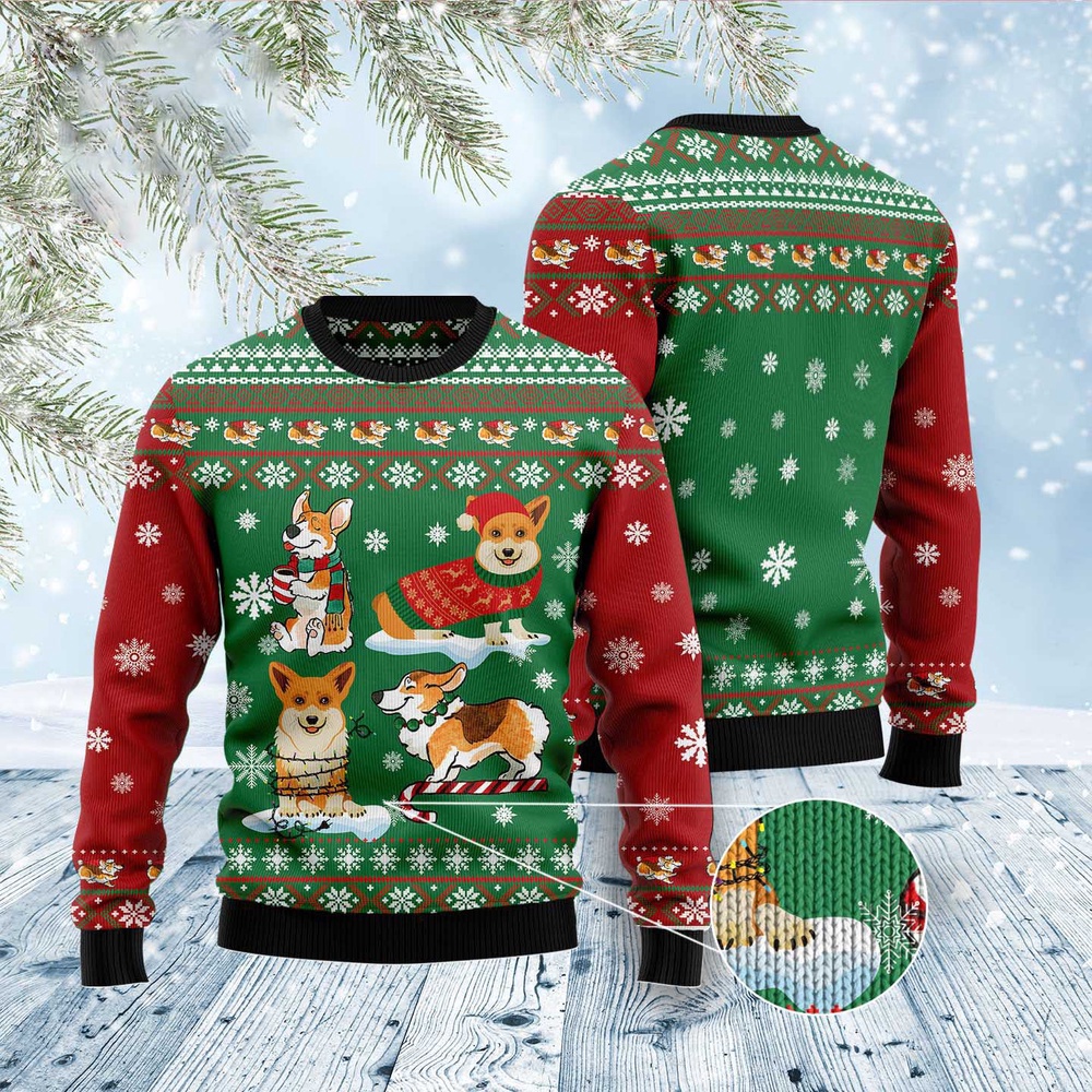 Corgi Snow Day Ugly Christmas Sweater, Dog Ugly Christmas Sweater, Ugly Dog Sweaters Corgi Snow Day Ugly Christmas Sweater, Dog Ugly Christmas Sweater, Ugly Dog Sweaters