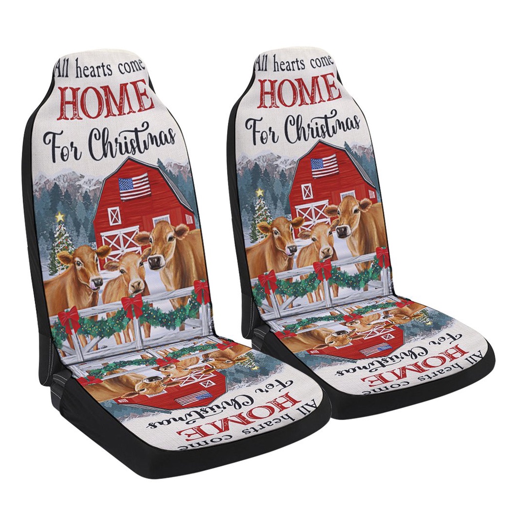 Cow Christmas All Hearts Come Home For Christmas Cattle Jersey Seat Cover Cars, Christmas Car Seat Cover, Car Seat Cover