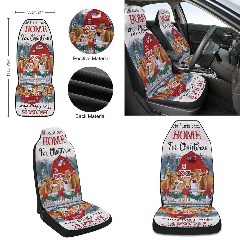 Cow Christmas All Hearts Come Home For Christmas Cattle Jersey Seat Cover Cars, Christmas Car Seat Cover, Car Seat Cover