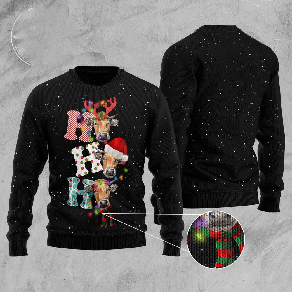 Cow Ho Ho Ho Ugly Christmas Sweater, Christmas Sweater, Ugly Sweater, Funny Xmas Sweaters