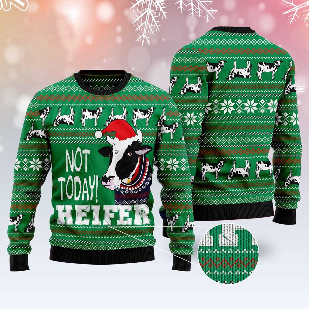 Cow Not Today Ugly Christmas Sweater, Christmas Sweater, Ugly Sweater, Funny Xmas Sweaters