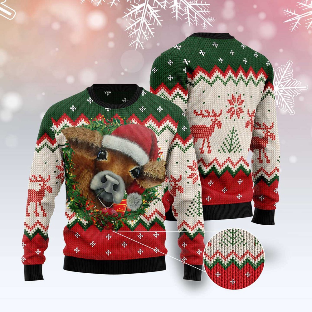 Cow Xmas Ugly Christmas Sweater, Christmas Sweater, Ugly Sweater, Funny Xmas Sweaters