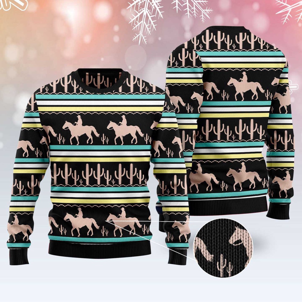 Cowboy Cactus Ugly Christmas Sweater, Christmas Sweater, Ugly Sweater, Funny Xmas Sweaters