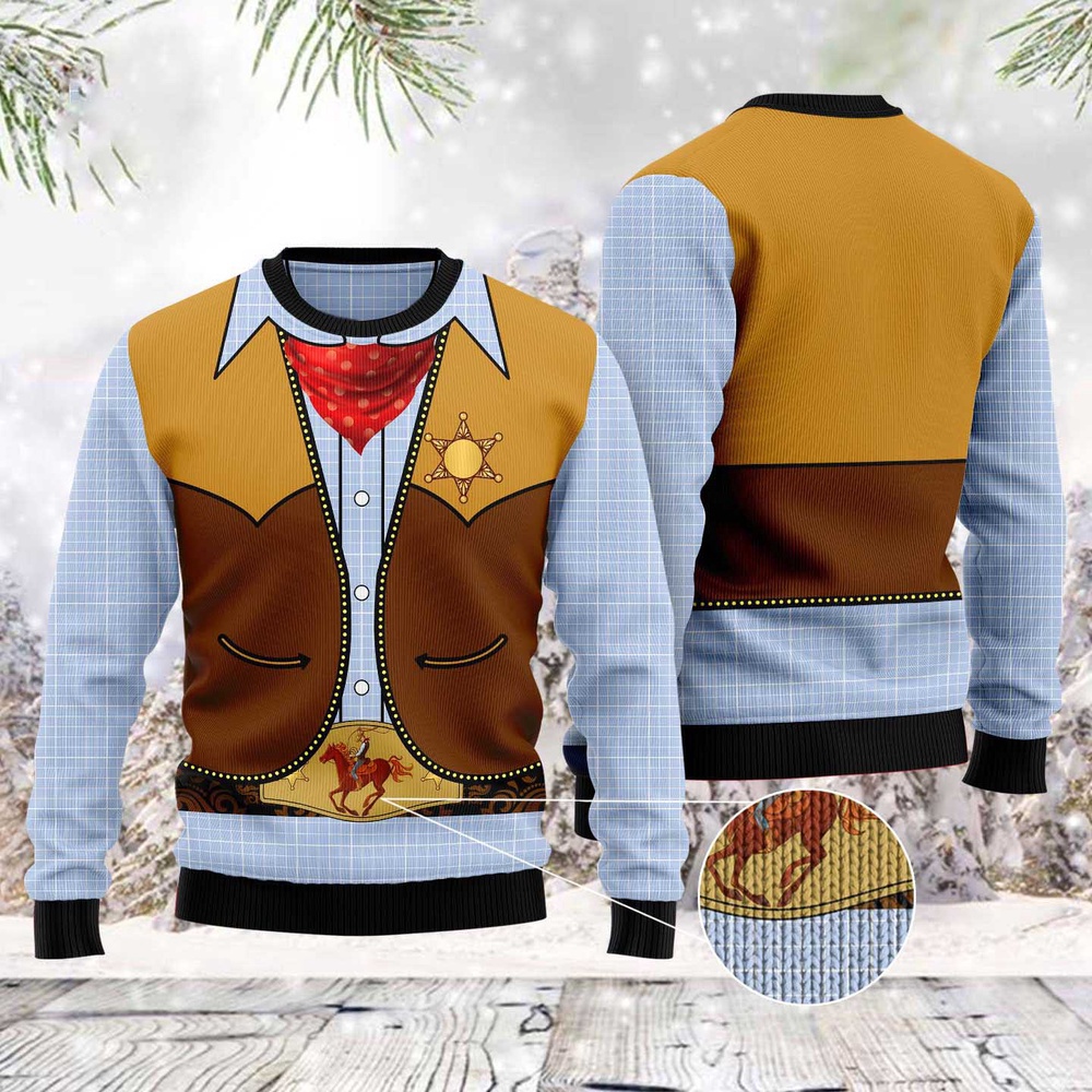 Cowboy Costume Ugly Christmas Sweater, Christmas Sweater, Ugly Sweater, Funny Xmas Sweaters