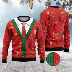 Cowboy Pattern Ugly Christmas Sweater, Christmas Sweater,&hellip;