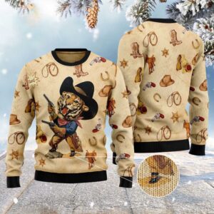 Cowboy Tiger Ugly Christmas Sweater, Christmas Sweater,&hellip;