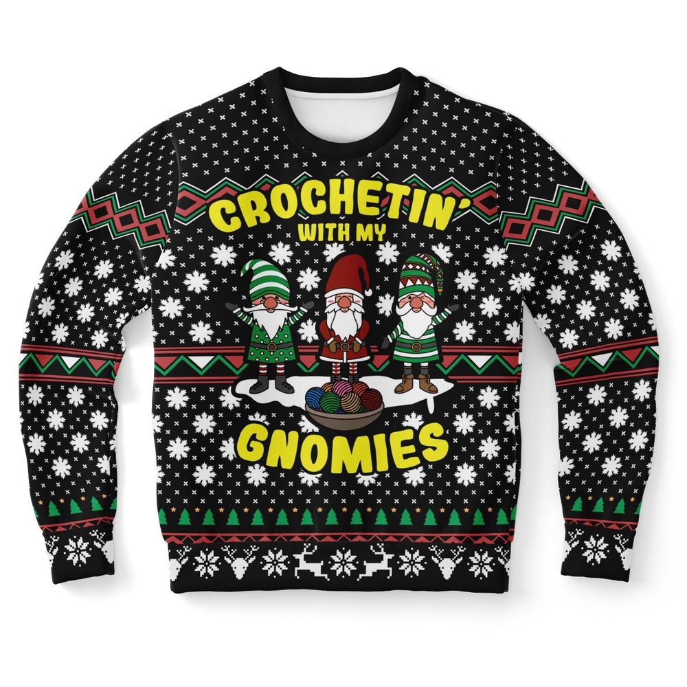 Crochetin’ with my Gnomies Ugly Christmas Sweater, Christmas Sweater, Ugly Sweater, Funny Xmas Sweaters