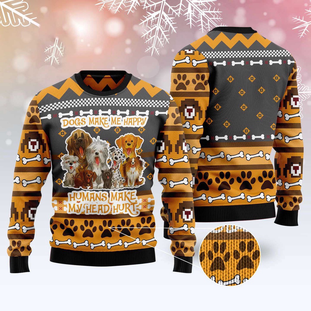 Cute Dogs Make Me Happy Ugly Christmas Sweater, Dog Ugly Christmas Sweater, Ugly Dog Sweaters Cute Dogs Make Me Happy Ugly Christmas Sweater, Dog Ugly Christmas Sweater, Ugly Dog Sweaters