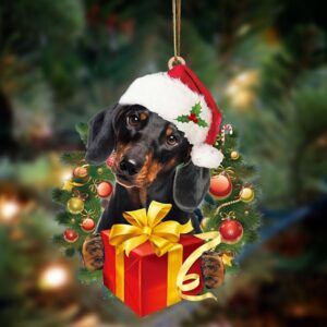 Dachshund-Dogs give gifts Hanging Ornament, Christmas Ornament,…