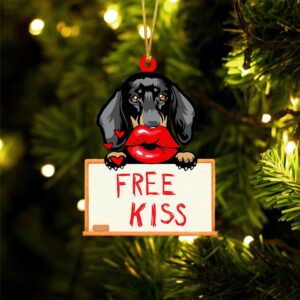 Dachshund2 Free Kiss Christmas Ornament, Christmas Ornament,…
