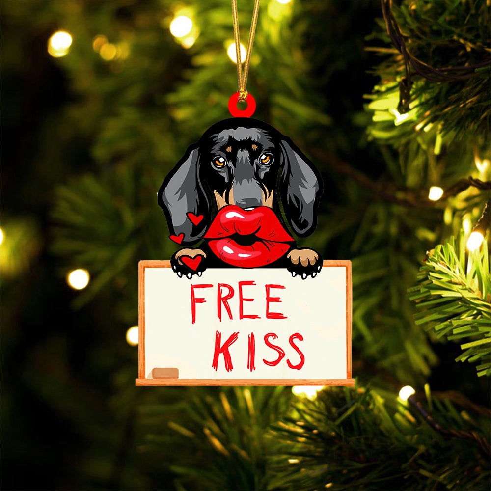 Dachshund2 Free Kiss Christmas Ornament, Christmas Ornament, Dog Ornament, Xmas Dog Ornaments Dachshund2 Free Kiss Christmas Ornament, Christmas Ornament, Dog Ornament, Xmas Dog Ornaments