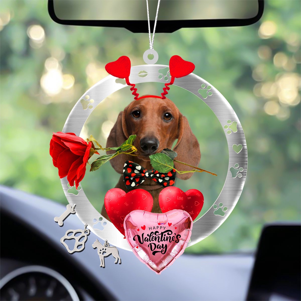 Dachshund 2 With Rose & Heart Balloon Ornament, Christmas Ornament, Dog Ornament, Xmas Dog Ornaments Dachshund 2 With Rose & Heart Balloon Ornament, Christmas Ornament, Dog Ornament, Xmas Dog Ornaments