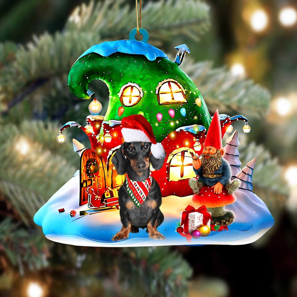 Dachshund 2 With Rudolph’s House Christmas Ornament, Christmas Ornament, Dog Ornament, Xmas Dog Ornaments