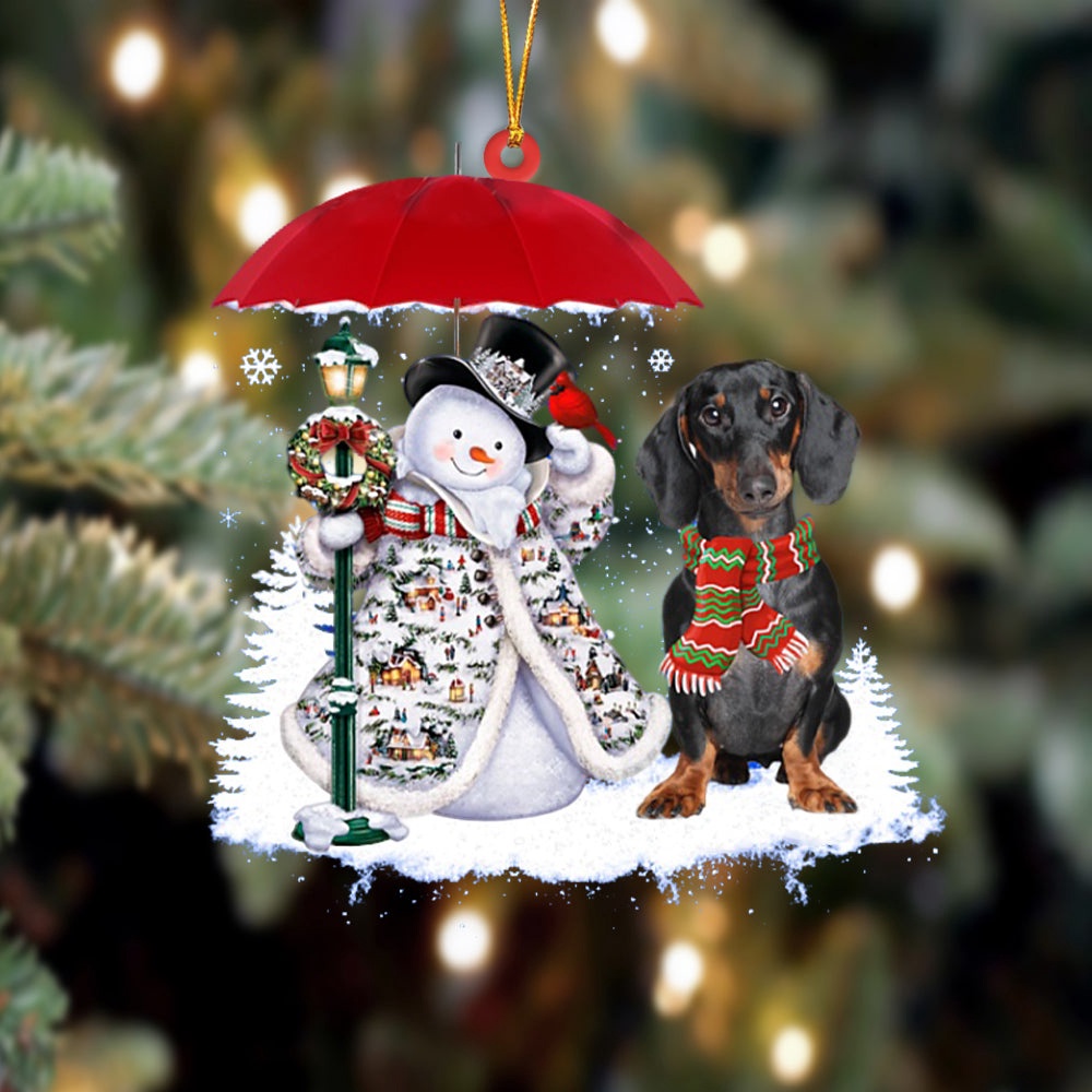 Dachshund 2 With Snowman Christmas Ornament, Christmas Ornament, Dog Ornament, Xmas Dog Ornaments Dachshund 2 With Snowman Christmas Ornament, Christmas Ornament, Dog Ornament, Xmas Dog Ornaments