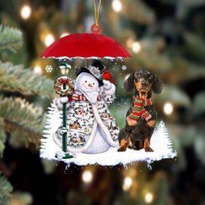 Dachshund 3 With Snowman Christmas Ornament, Christmas…
