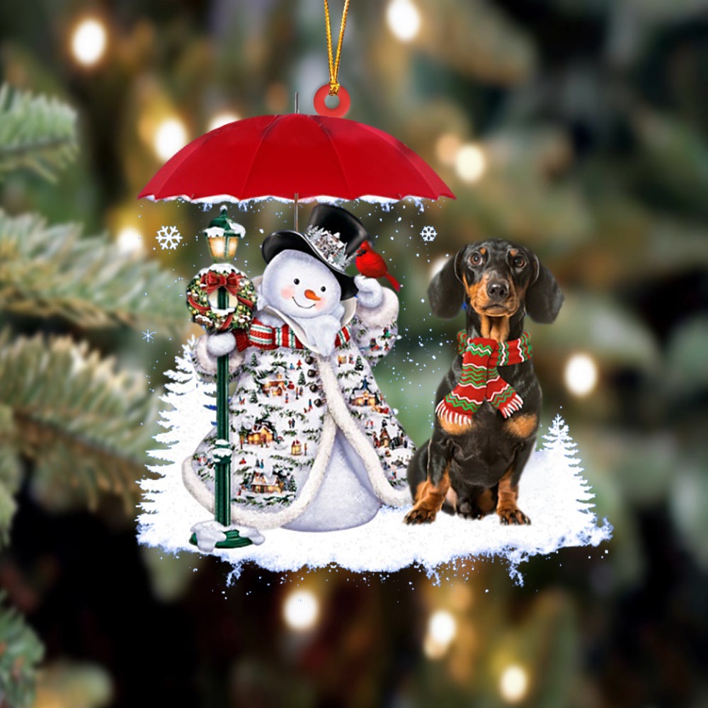 Dachshund 3 With Snowman Christmas Ornament, Christmas Ornament, Dog Ornament, Xmas Dog Ornaments Dachshund 3 With Snowman Christmas Ornament, Christmas Ornament, Dog Ornament, Xmas Dog Ornaments