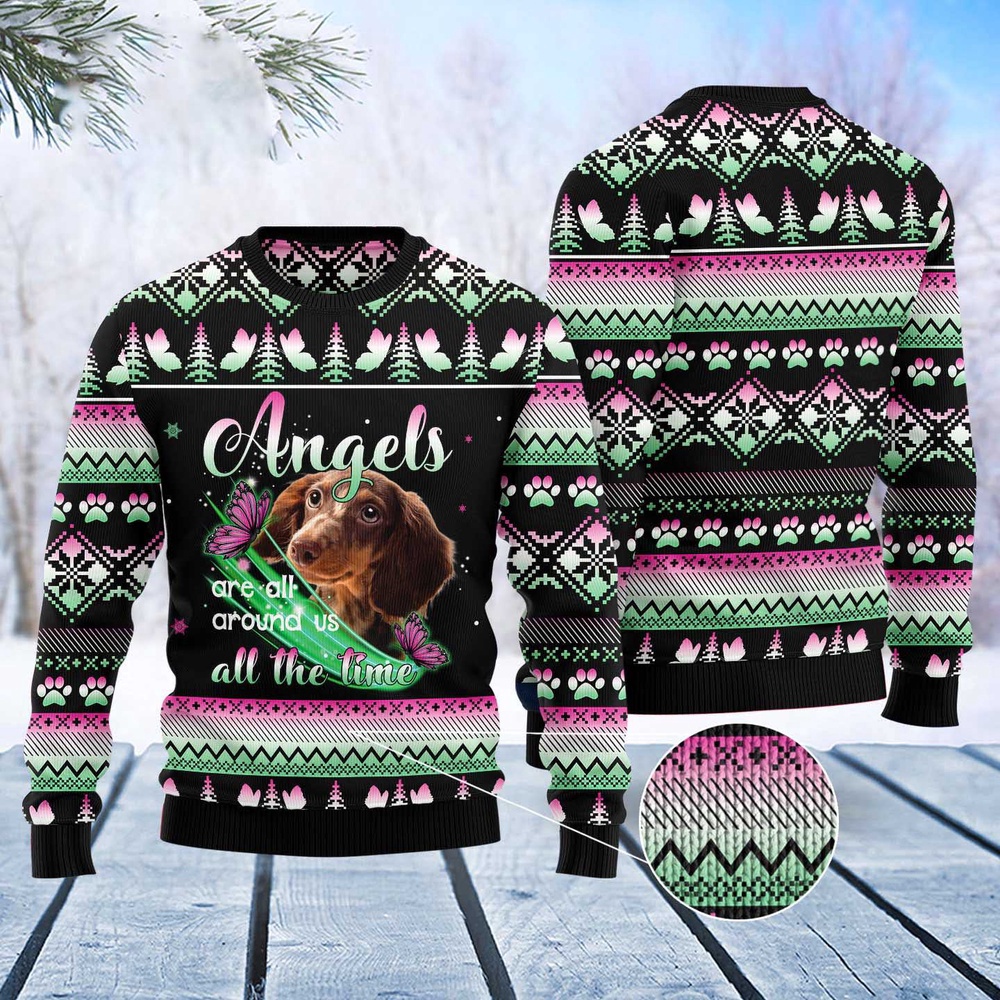Dachshund Angel Ugly Christmas Sweater, Christmas Sweater, Ugly Sweater, Funny Xmas Sweaters