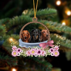 Dachshund Dogs In The Basket Ornament, Christmas…