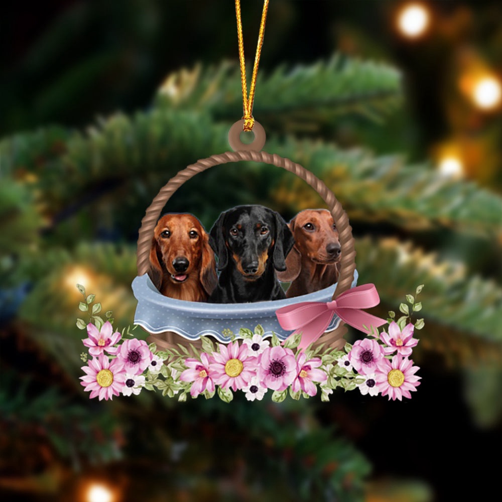 Dachshund Dogs In The Basket Ornament, Christmas Ornament, Dog Ornament, Xmas Dog Ornaments Dachshund Dogs In The Basket Ornament, Christmas Ornament, Dog Ornament, Xmas Dog Ornaments