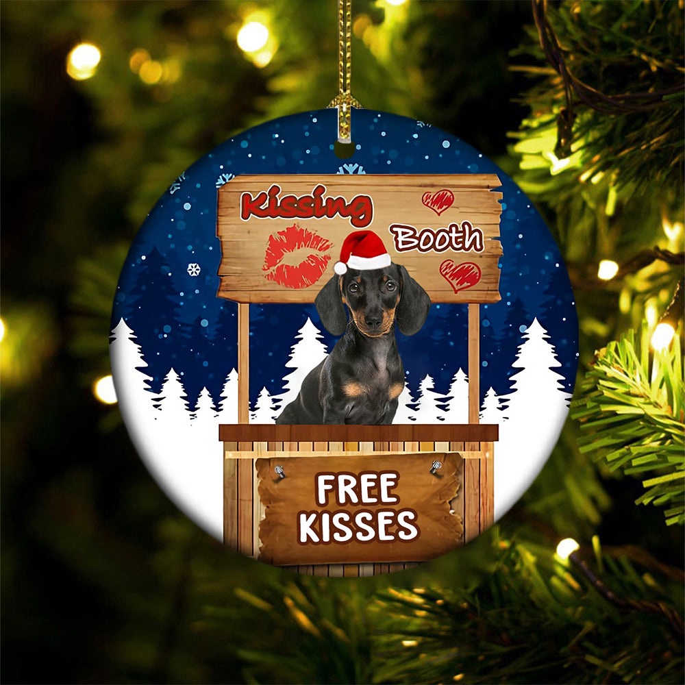 Dachshund Kissing Booth Christmas Ornament, Christmas Ornament, Dog Ornament, Xmas Dog Ornaments Dachshund Kissing Booth Christmas Ornament, Christmas Ornament, Dog Ornament, Xmas Dog Ornaments