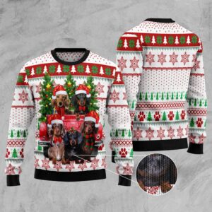 Dachshund Red Truck Ugly Christmas Sweater, Christmas&hellip;