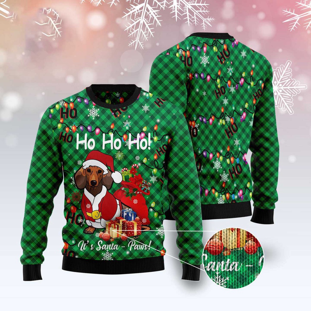 Dachshund Santa Paw Ugly Christmas Sweater, Christmas Sweater, Ugly Sweater, Funny Xmas Sweaters