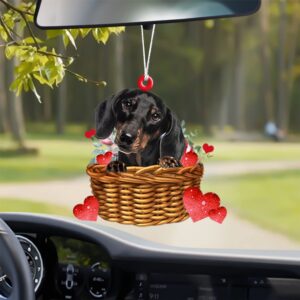 Dachshund With Rose & Heart Ornament, Christmas…