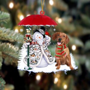 Dachshund With Snowman Christmas Ornament, Christmas Ornament,…