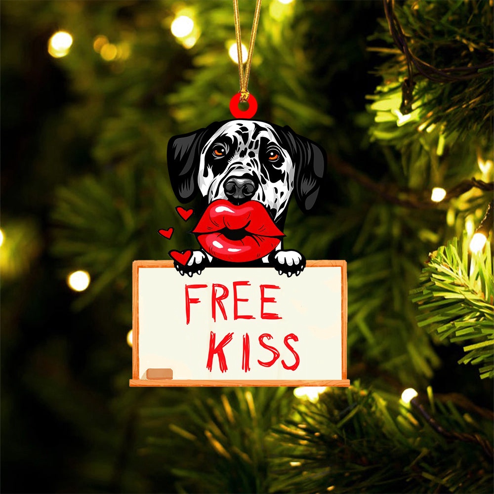 Dalmatian Free Kiss Christmas Ornament, Christmas Ornament, Dog Ornament, Xmas Dog Ornaments Dalmatian Free Kiss Christmas Ornament, Christmas Ornament, Dog Ornament, Xmas Dog Ornaments