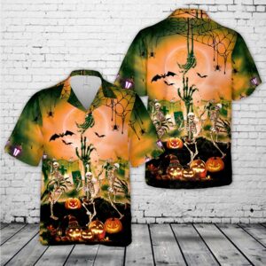 Dancing Skeletons Halloween Hawaiian Shirt, Halloween Hawaiian…