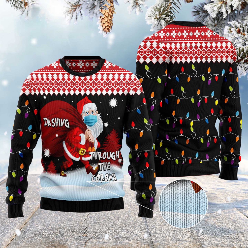 Dashing Through The Corona Ugly Christmas Sweater, Christmas Sweater, Ugly Sweater, Funny Xmas Sweaters Dashing Through The Corona Ugly Christmas Sweater, Christmas Sweater, Ugly Sweater, Funny Xmas Sweaters